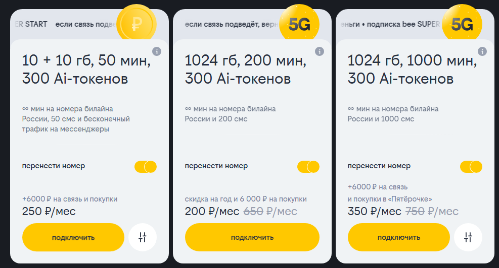 Наиболее популярные подписки Билайна для жителей Екатеринбурга, краткое описание